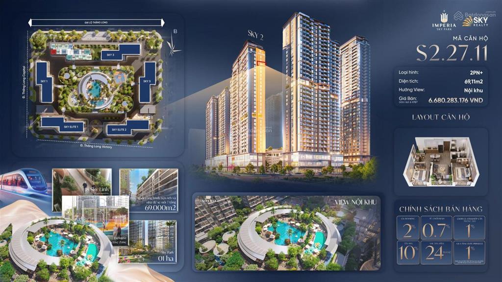 View nội khu s3 2pn 2wc tại imperia sky park, 3,999 tỷ, 57.6m2  tư vấn chuyên sâu