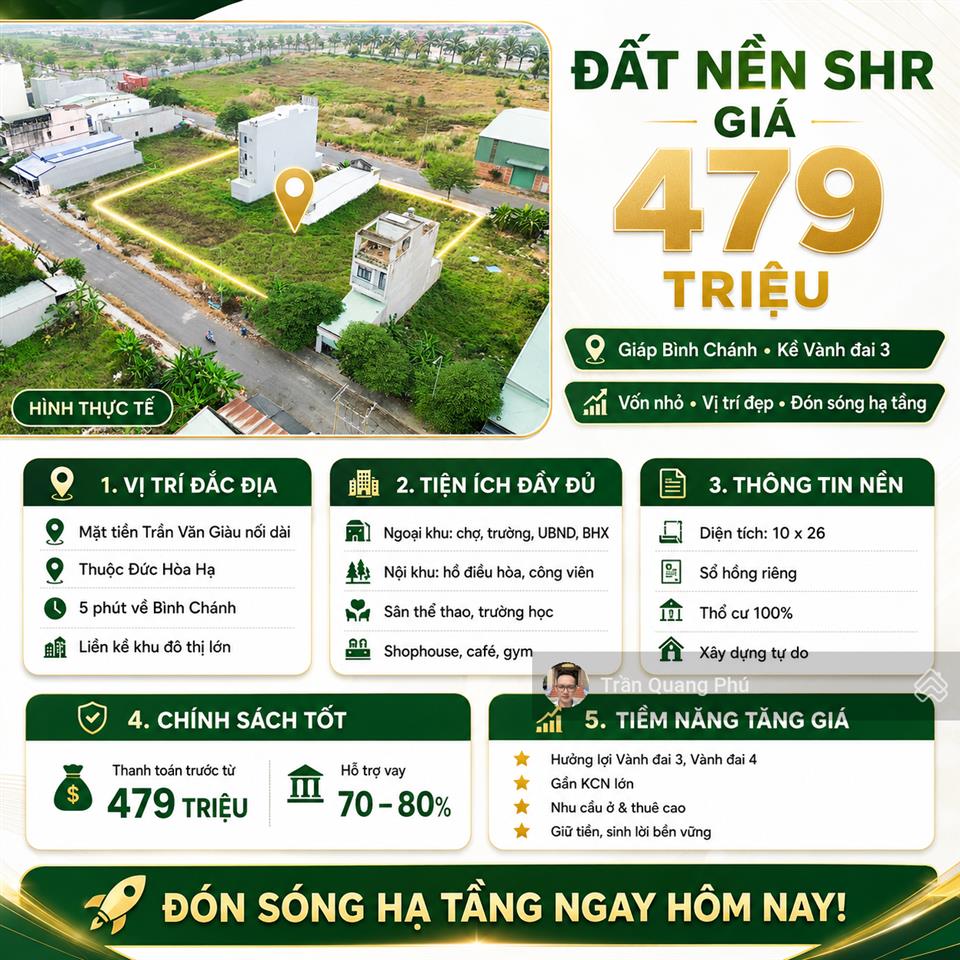 Tài chính 479 triệu  dễ dành sở hữu đất nền view hồ tại kdc tân đô