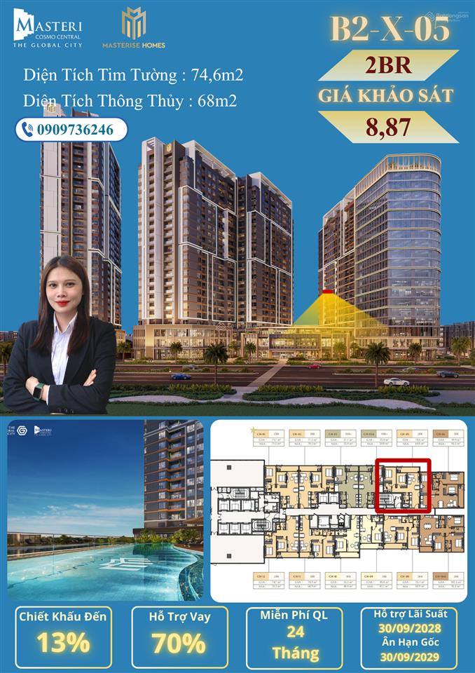 Hot! giá cực hời căn hộ 2pn  b2.x.05 view hồ bơi giá 8,8 tỷ, miễn gốc lãi 34 năm