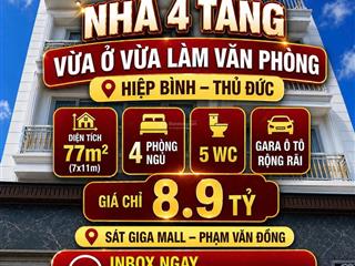 Nhà 4 tầng ngang rộng 7m 4pn 5wc vừa ở vừa làm văn phòng cực đỉnh hía hiệp bình, thủ đức