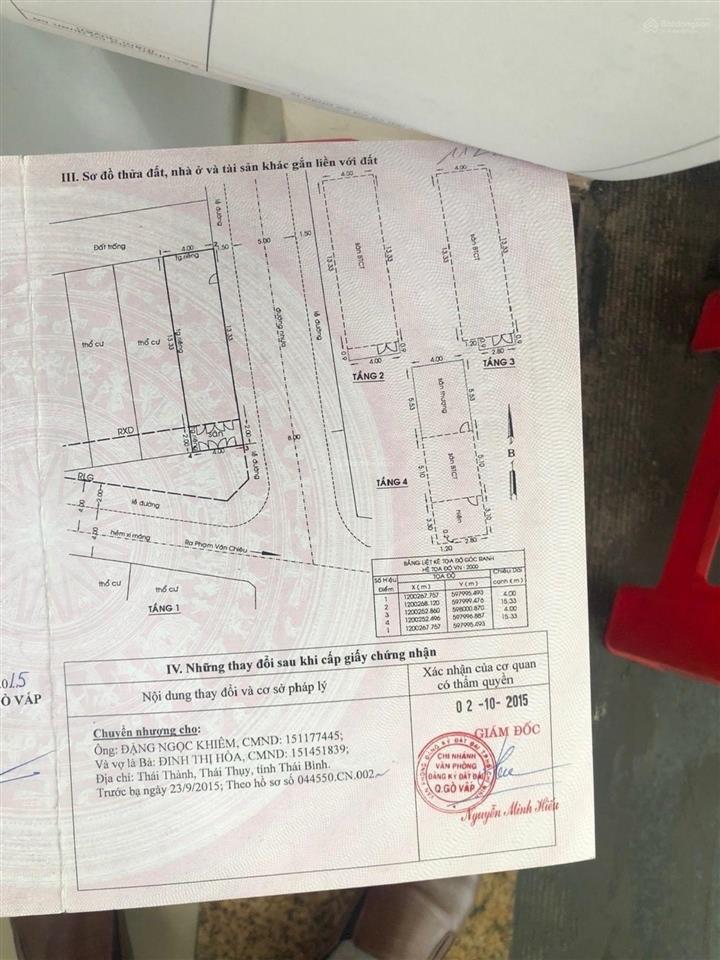 8.6 tỷ  căn góc 4 tầng 4x16m  sổ vuông vức  2 mặt hẻm xe tải  thông tứ hướng  phạm văn chiêu