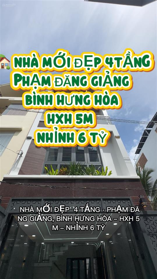 Nhà mới đẹp 4 tầng  phạm đăng giảng, bình hưng hòa hxh 5m nhỉnh 6 tỷ