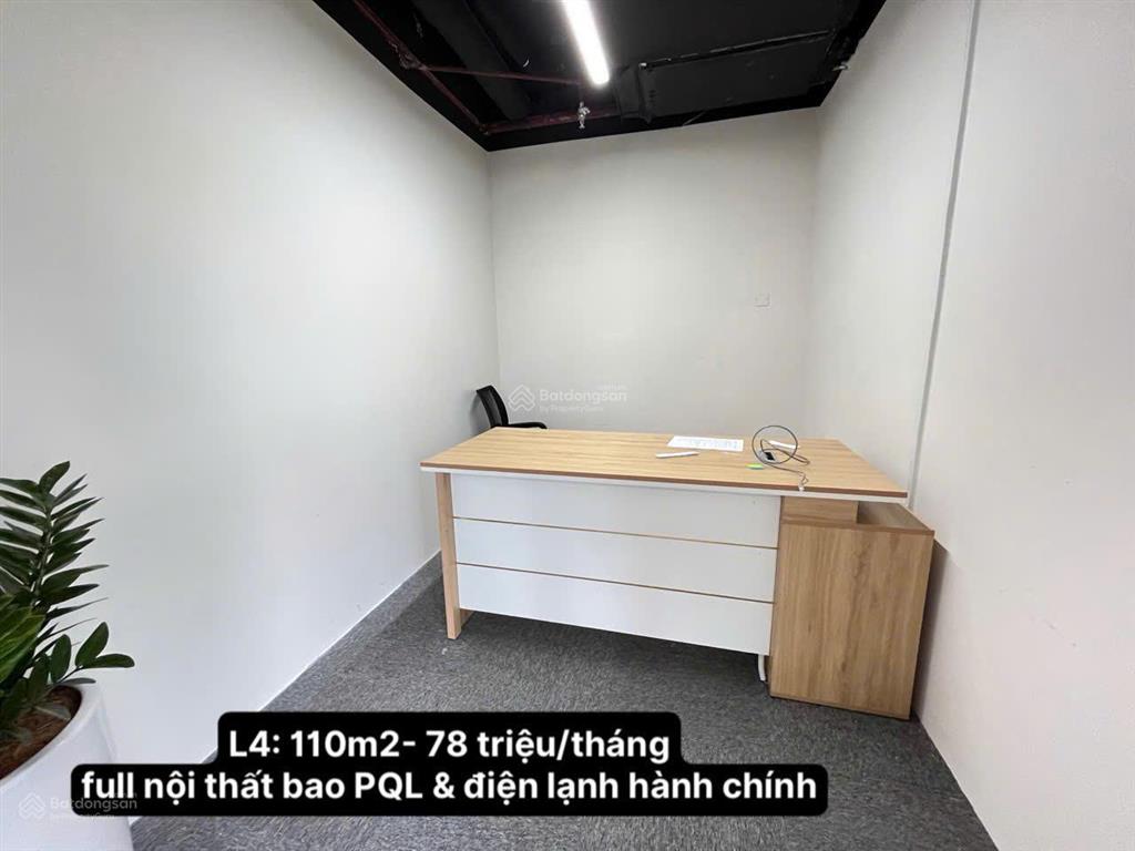Văn phòng 110m2 full nội thất 35 chỗ ngồi, bao điện lạnh và pql chỉ 78 triệu/tháng