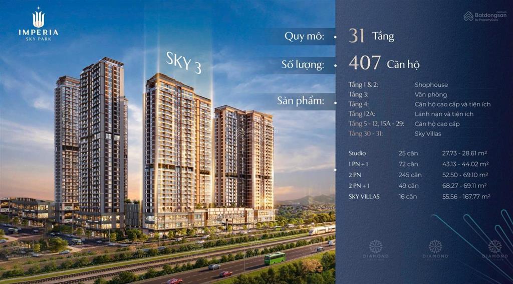 [sắp ra mắt tòa sky3] tranh suất căn studio & 1pn+ imperia sky park | booking 100tr (hoàn 100%)