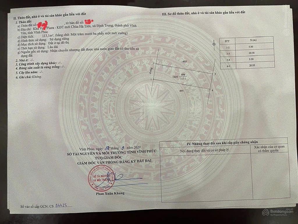 Bán cả 2 lô mỗi lô 113 m2, mặt tiền mỗi lô là 5,5 m
