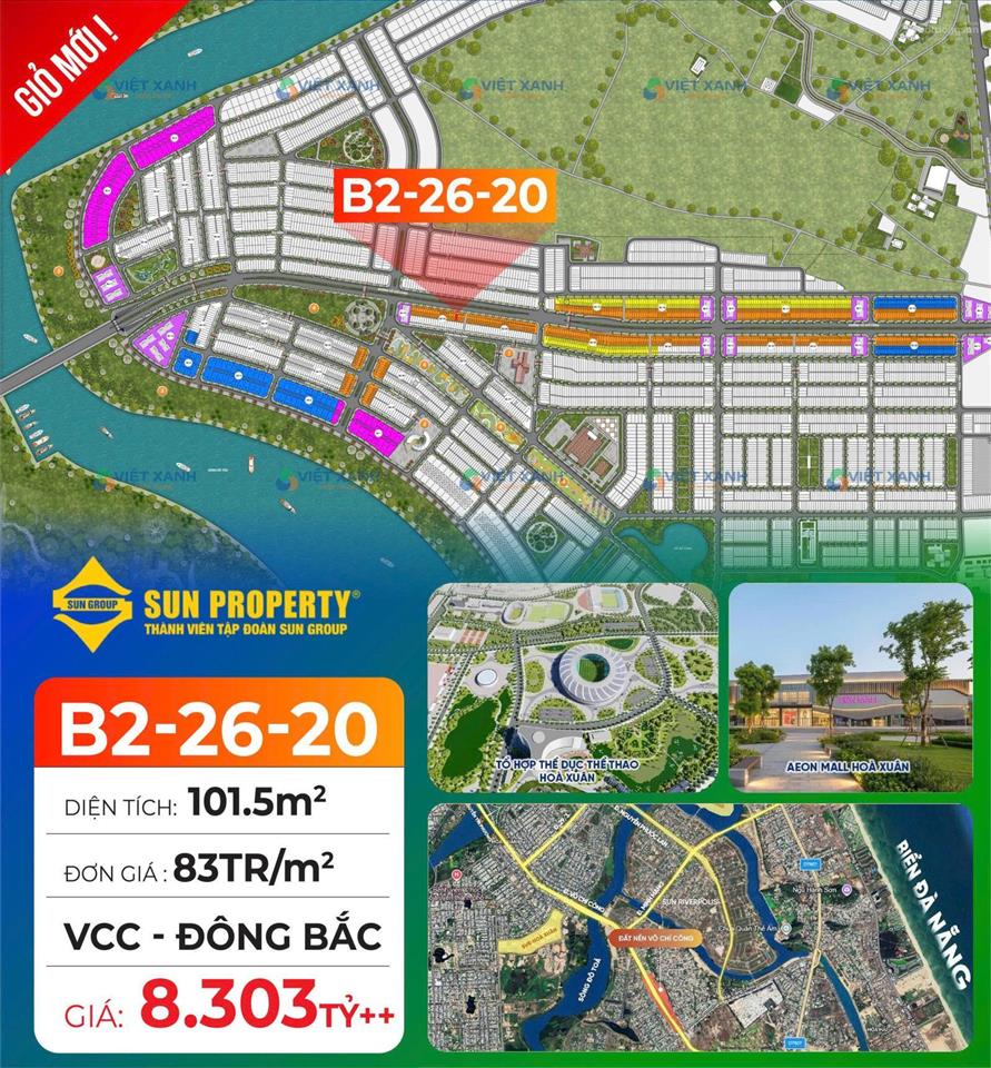 B22620  lô góc võ chí công, gần aeon mall hòa xuân
