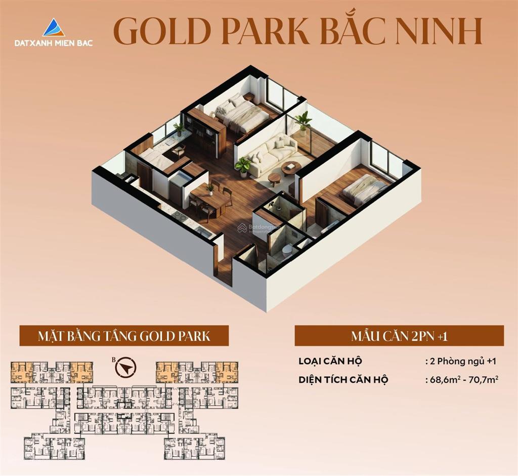 Chỉ từ 2,147 tỷ sở hữu căn hộ 1pn+1 gold park bắc ninh tài chính nhẹ, dễ ở, dễ đầu tư!