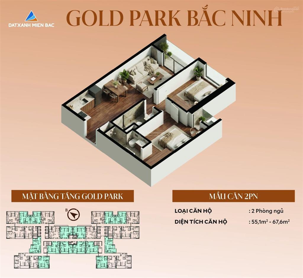Chỉ từ 2,147 tỷ sở hữu căn hộ 1pn+1 gold park bắc ninh tài chính nhẹ, dễ ở, dễ đầu tư!