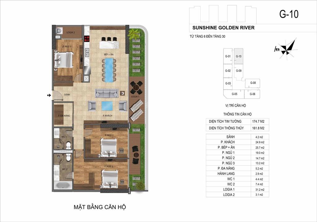 Bán căn góc 160m2 số 01  06  08  10 sunshine golden river, tầng cao, view sông hồng cầu nhật tân