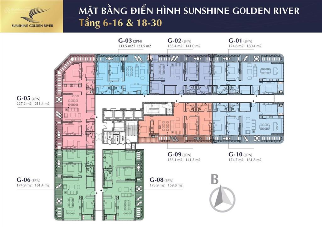 Bán căn góc 160m2 số 01  06  08  10 sunshine golden river, tầng cao, view sông hồng cầu nhật tân
