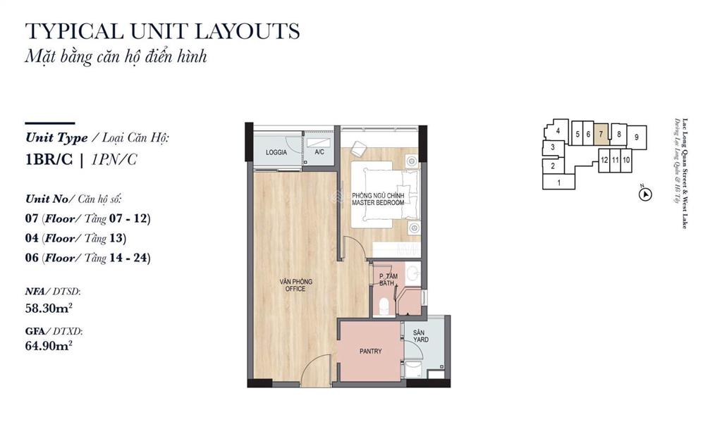 Quỹ căn soho heritage west lake giá tốt  căn studio dt 45m2, 1pn dt 58m2, 2pn dt 83m2  85m2