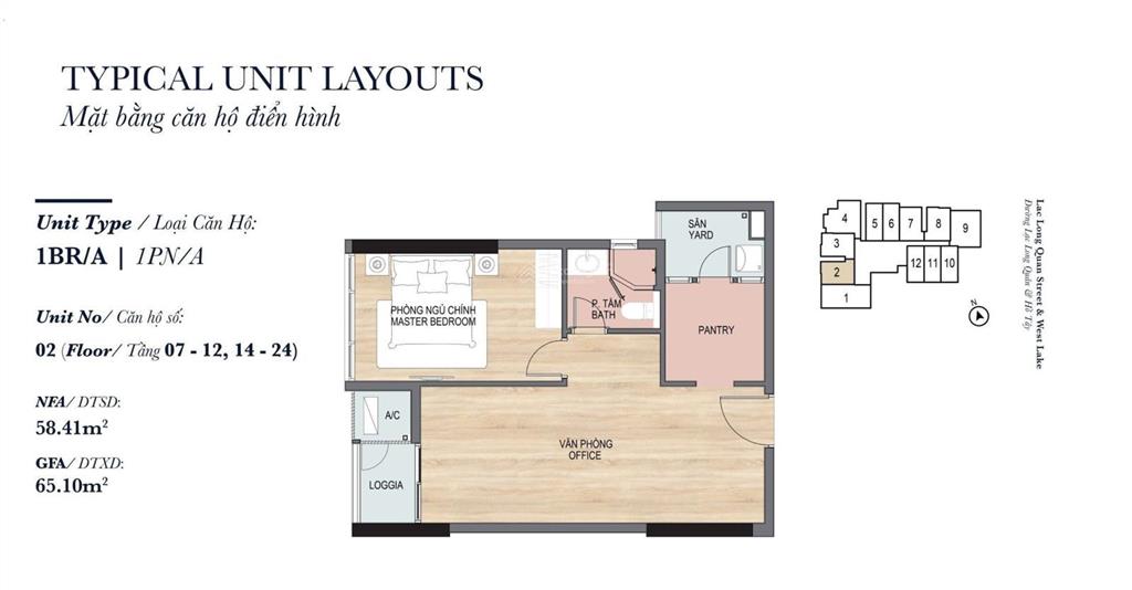 Quỹ căn soho heritage west lake giá tốt  căn studio dt 45m2, 1pn dt 58m2, 2pn dt 83m2  85m2