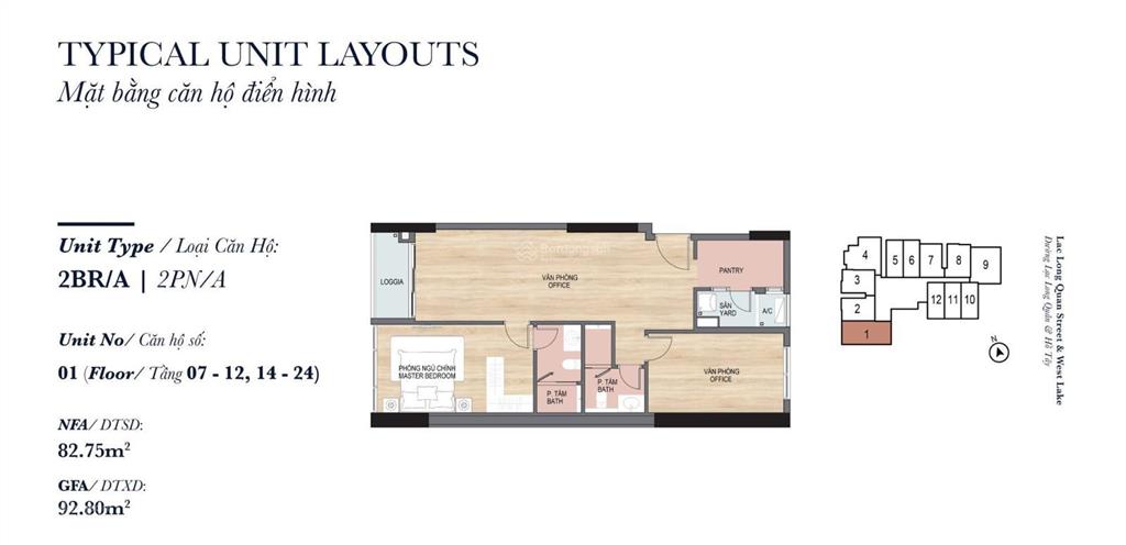 Quỹ căn soho heritage west lake giá tốt  căn studio dt 45m2, 1pn dt 58m2, 2pn dt 83m2  85m2