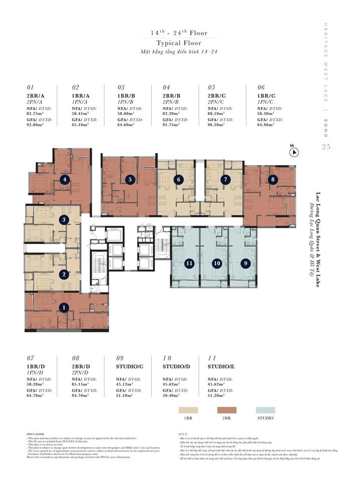 Cho thuê cc tại soho heritage west lake, dt 54m2 full nội thất, tầng cao view lotte mall, ở luôn