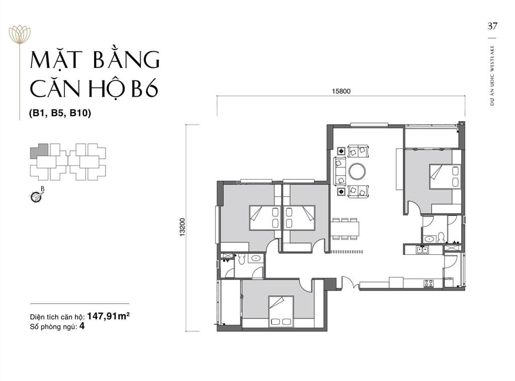 Bán căn hộ 4pn tại udic westlake, dt 150m2, tầng cao, view sông hồng, công viên 65ha ciputra.