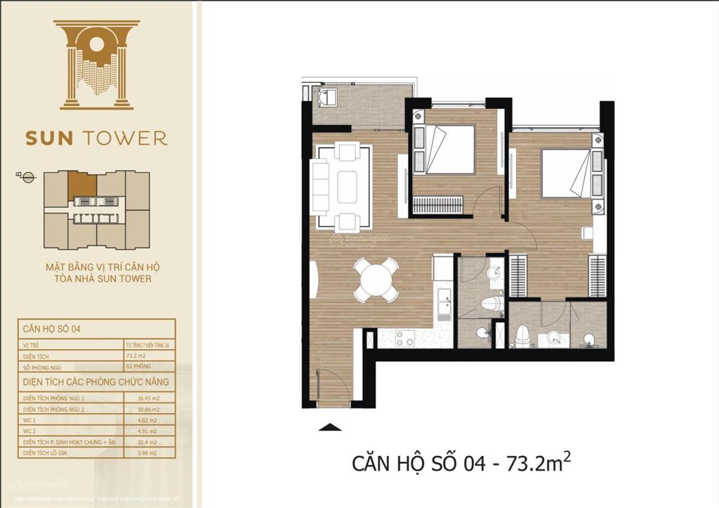 Căn hộ 2pn 2wc dt 73.2m2 ban công hướng đông, tầng cao view trọn hồ tây, nhà mới đã có sổ, ở luôn.