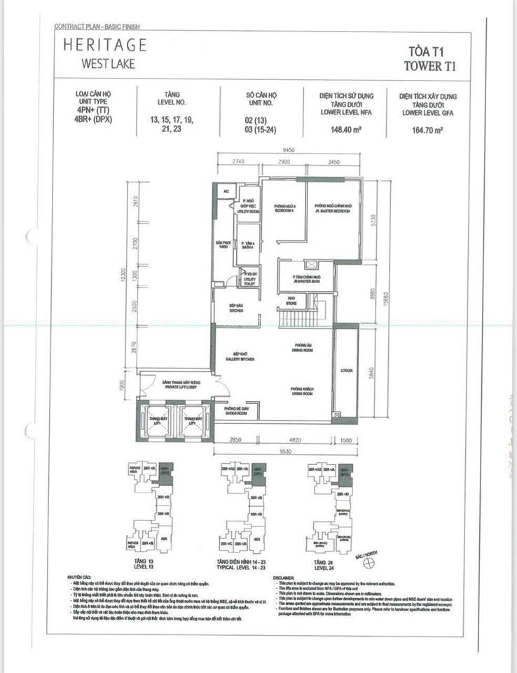 Duplex riêng dt 267m2 tk 5pn, 4wc tại heritage west lake t1 view trực diện hồ tây, sổ lâu dài