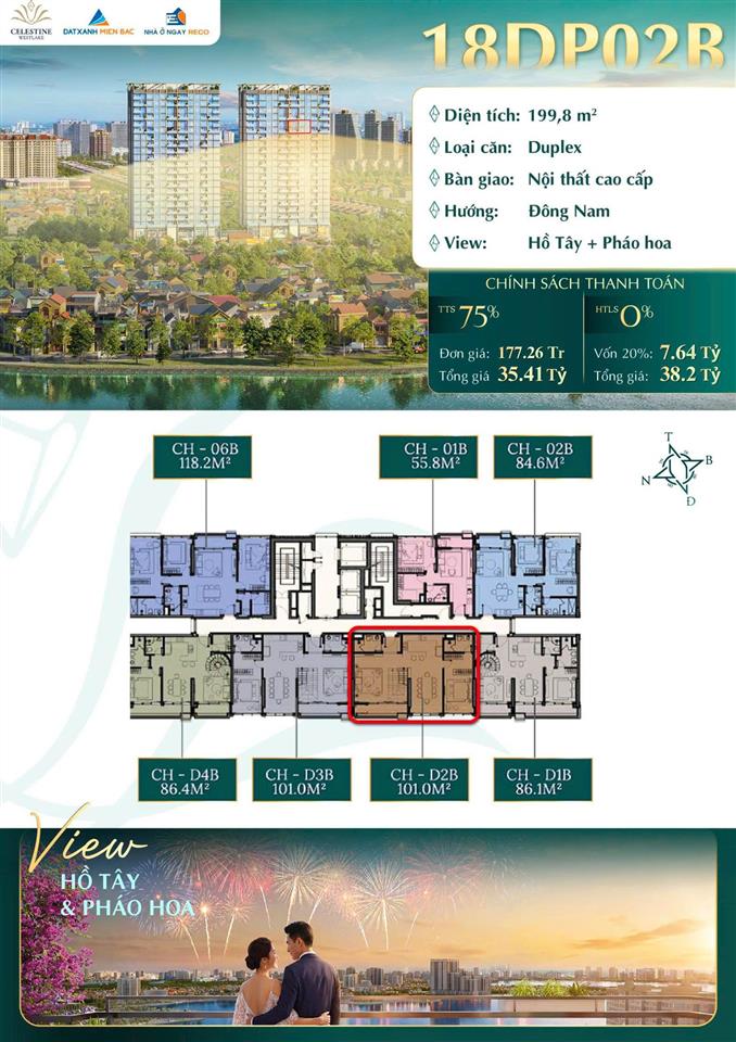7,6 tỷ sở hữu quỹ căn duplex còn lại cuối cùng view trực diện hồ tây