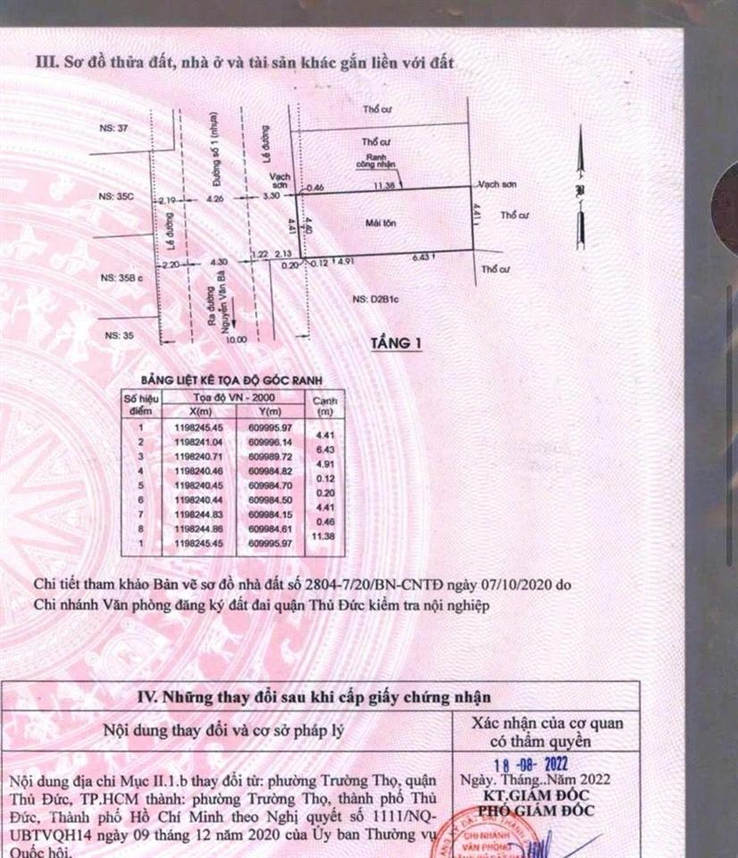 Bán nhà mặt tiền đường số 1 trường thọ 52m giá chỉ 6.3 tỷ vị trí đường số 1, phường t