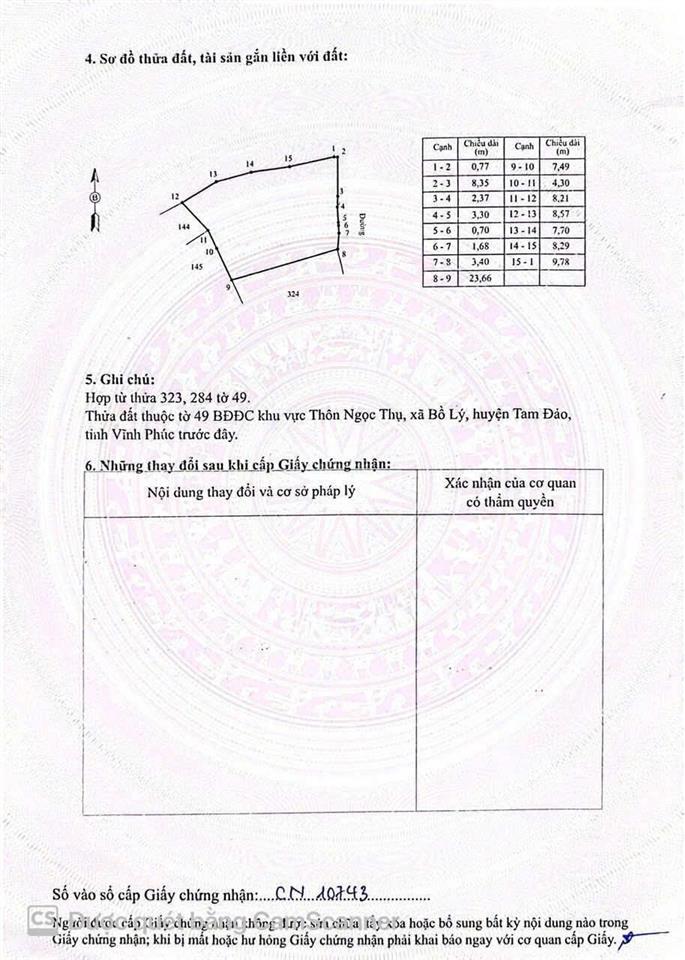 Chính chủ gửi bán gấp lô đất nghỉ dưỡng đẹp tam đảo gần tây thiên 585,3m mt 19m full thổ cư 2,6tỷ