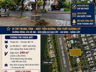 Bán đất biệt thự đẹp  mặt tiền tôn thất dương kỵ  kđt hòa xuân  đà nẵng