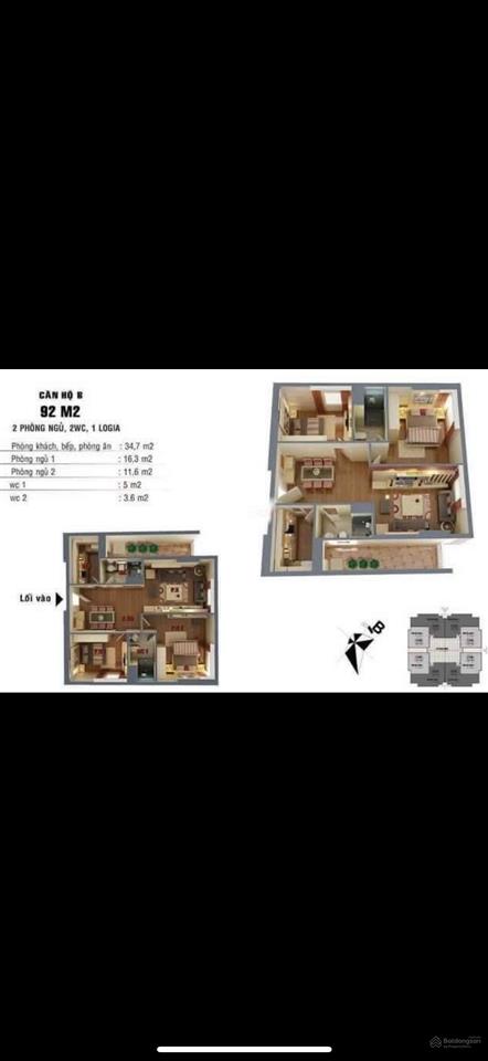 Cần bán căn 2n, diện tích 92m2 . chính chủ bán nhanh 4.3tỷ ,  chủ nhà  0985 759 ***