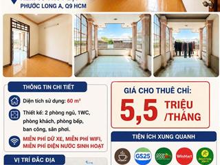 CHO THUÊ 60m2 , NGUYÊN 1 SÀN LẦU 2 , CÓ LỐI DI RIÊNG, TẠI HẺM 33 THUỶ LỢI , PHƯỚC LONG A,