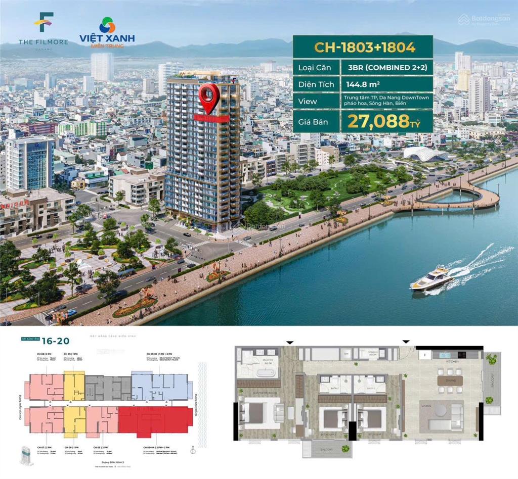 Bán căn filmore 3 pn trực diện sông hàn trung tâm hải châu đối diện pháo hoa quốc tế