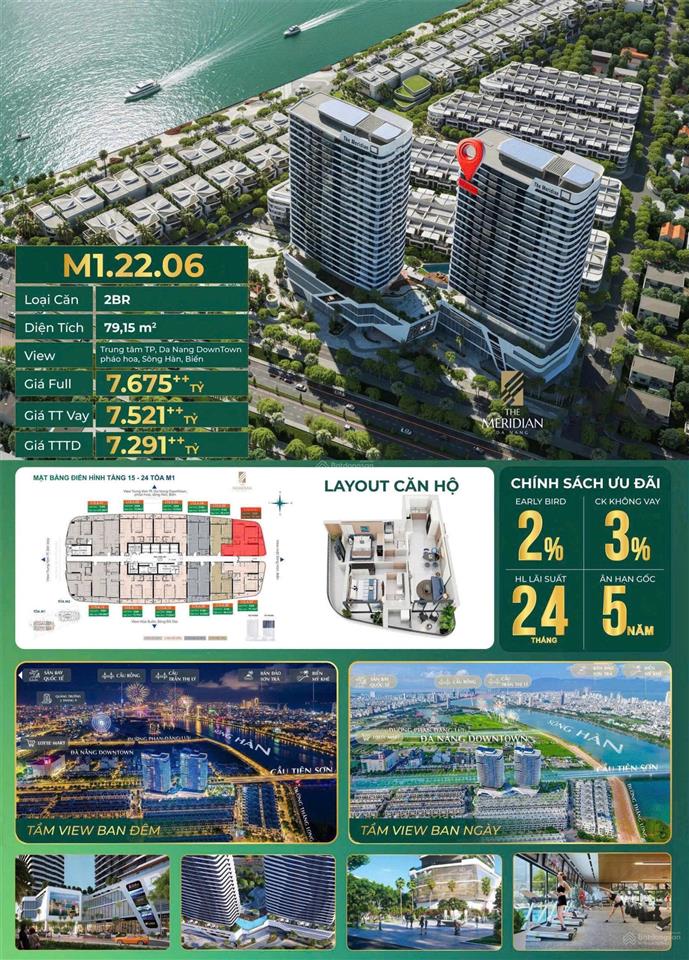 Độc quyền căn hộ 2pn the meridian view sông hàn  pháo hoa  biển