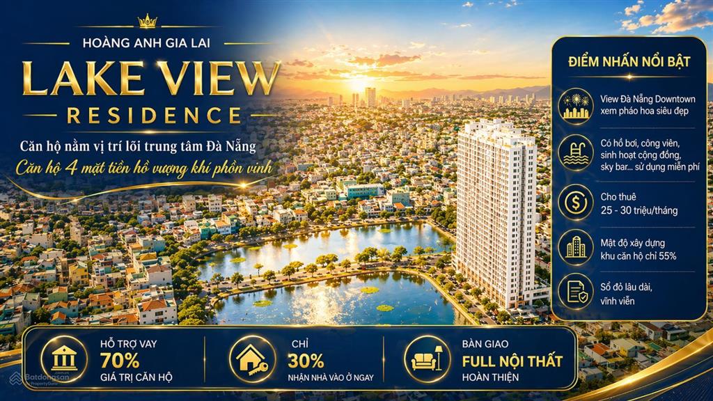 Víp 5,8 tỷ view đà nẵng downtown  hoàng anh lakeview residence 3pn  110m² nhận nhà vào ở ngay