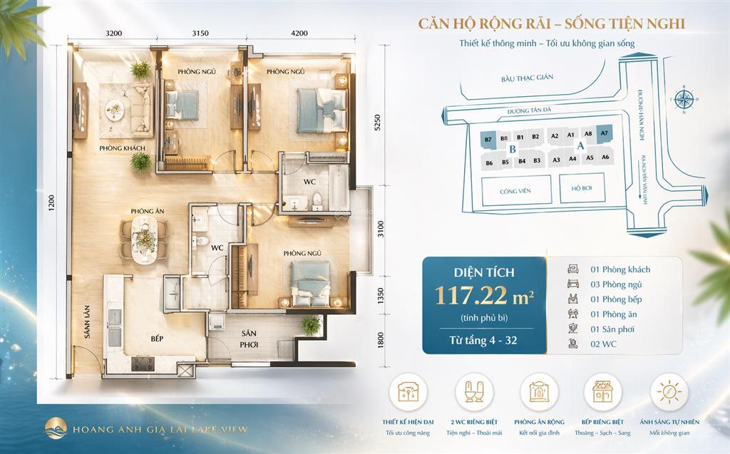 6,2 tỷ căn hộ góc dt  117,63m² 3pn ngay lõi trung tâm đà nẵng, view công viên biển cực đẹp