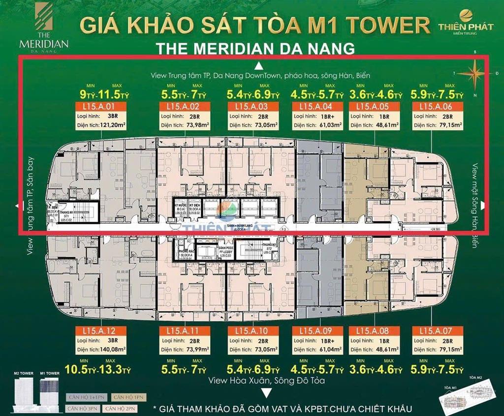 Bán gấp căn hộ 1pn, 1wc tại the meridian, 4 tỷ, 48m2, ở quy mỹ, hải châu, đà nẵng