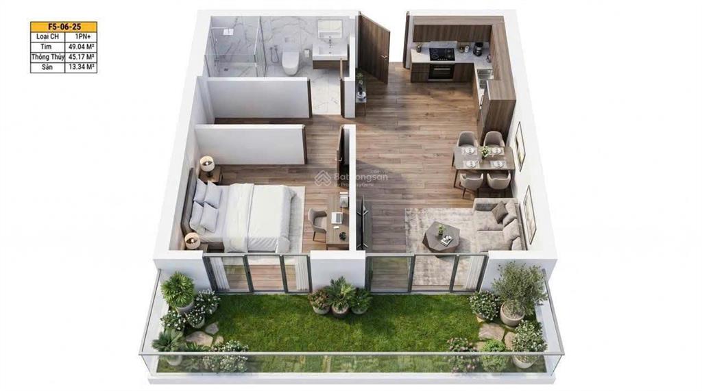 Bán cc fours tower tại hòa quý, 2,3 tỷ vnd, 48m2, 1pn, 1wc, pháp lý đầy đủ