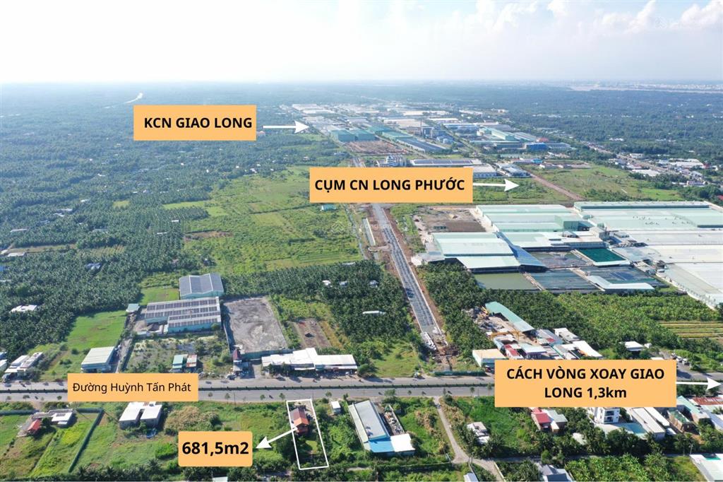 Đất mặt tiền đường huỳnh tấn phát, gần vòng xoay giao long