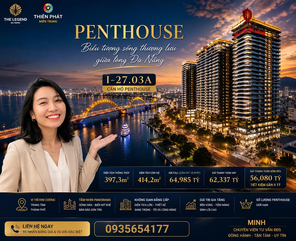 Siêu phẩm  căn penthouse the legend đà nẵng  đỉnh cao sống thượng lưu, trọn tầm nhìn sông & biển