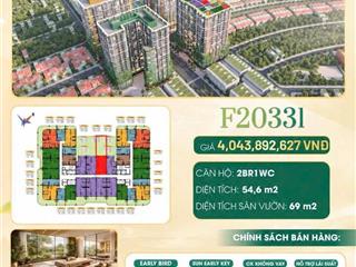 F2 fours tower căn hộ 2pn sân vườn, chỉ 27,4 triệu/m!