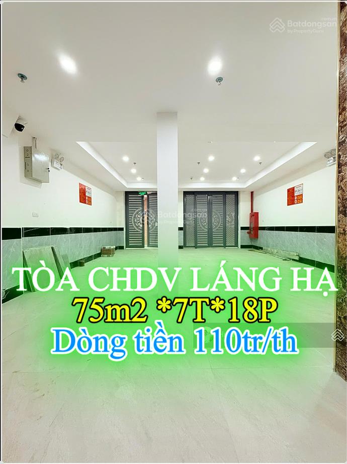 Bán tòa chdv láng hạ, 2 thoáng vĩnh viễn 75m2 mặt tiền 5,8m, xây 7 tầng 18p dòng tiền 110tr/th