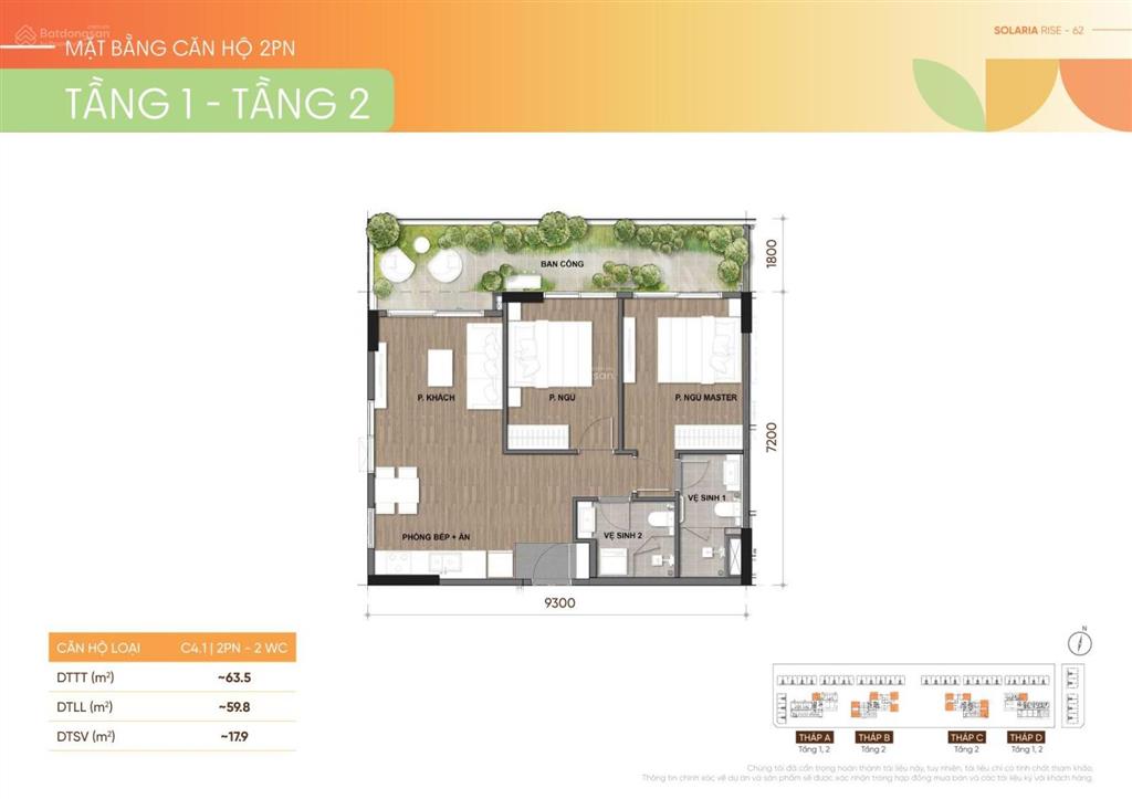 Căn hộ 2pn phong cách resort solaria rise chỉ 2,471 tỷ đã thuế vat  vị trí tt waterpoint 355ha