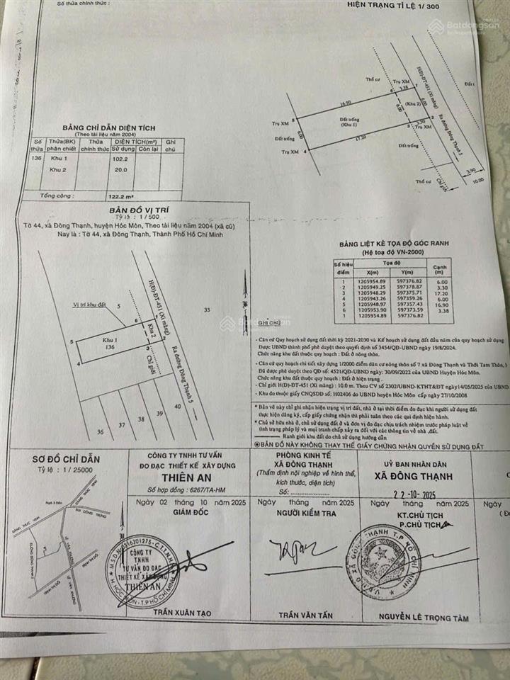 Bán đất đông thạnh 5  hóc môn  6x22m  giá 3.4 tỷ