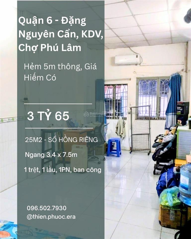 *chỉ 3 tỷ 65 * | quận 6, đặng nguyên cẩn, kinh dương vương, nhà 2 tầng, 3.4 x 7.5m