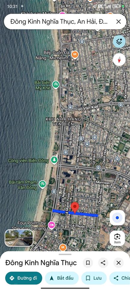 Đất 2 mặt tiền đường đông kinh nghĩa thục  sơn trà, trục thông thẳng ra biển phạm văn đồng