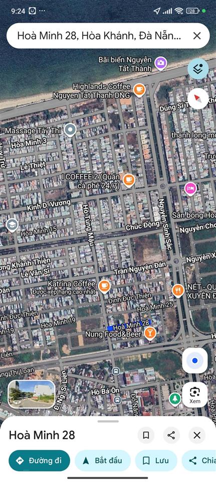Đất đường hòa minh 28  cách biển nguyễn tất thành 400m, gần siêu thị mega, nhỉnh 6 tỷ