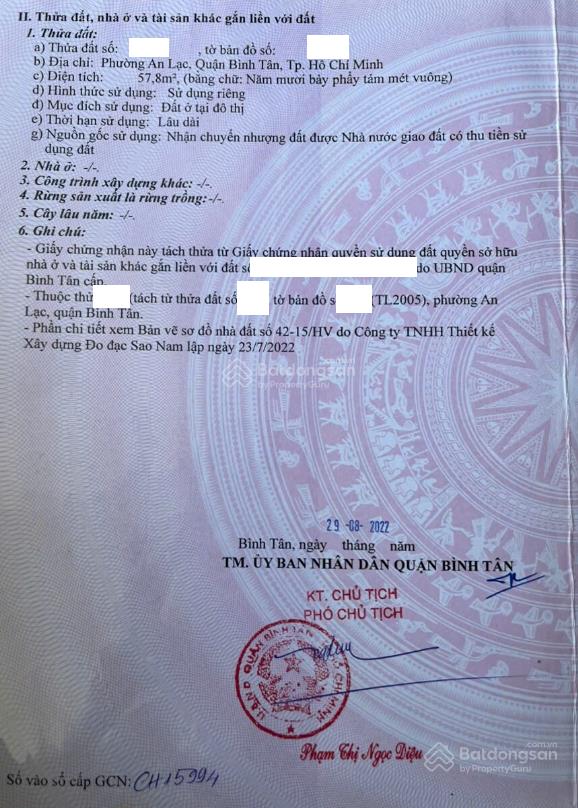 Chính chủ bán 1 nền 57.8m2 trong kdc đất nam an lạc