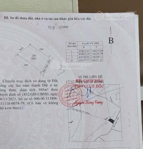 Bán gấp cắt lỗ lô đất ngang rộng, 2665 m2 trong đó có 800 m thổ cư.