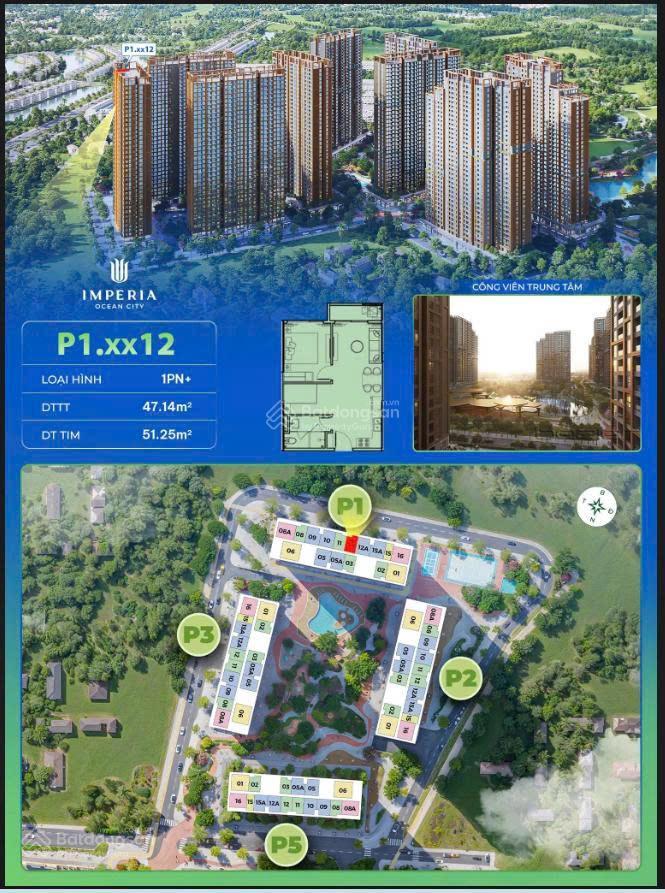 Bán căn 1pn+1 tầng 20 dtich 47,1m giá 3,07 tỷ full vat, ký mới cđt imperia ocean city vin ocp2