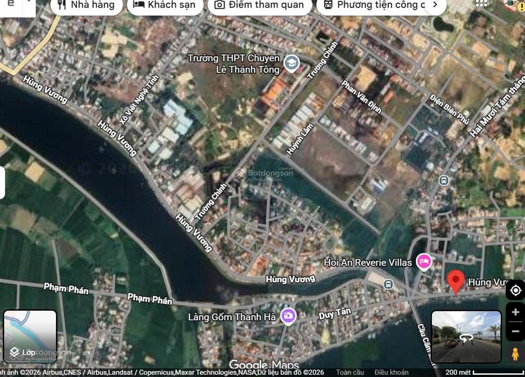 Bán 1.800m² đất mặt tiền hùng vương hội an, view sông thu bồn, giá đầu tư