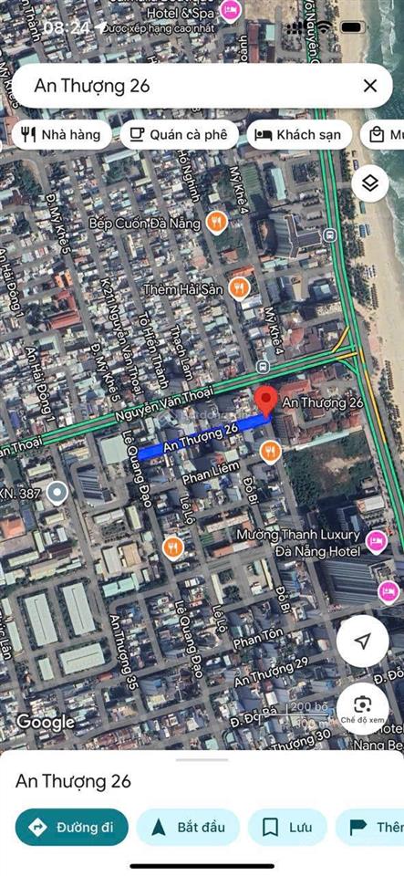 Bán cặp đất 180m². đường an thượng 26. đang cho thuê 72tr/tháng. cách biển 100m. giá rất tốt