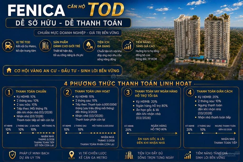 Thanh toán chỉ 6 triệu/ tháng sở hữu ngay căn hộ tod fenica