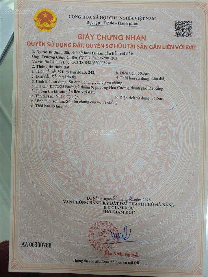 Chính chủ bán đất kiệt oto kiệt 572 đường 2 tháng 9, phường hòa cường, hải châu