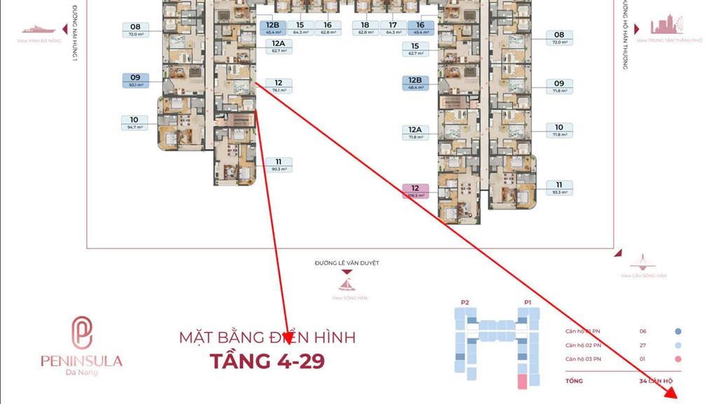 Hiếm có sót lại căn 2pn p212 view sông hàn xem bắn pháo hoa dự án peninsula đà nẵng